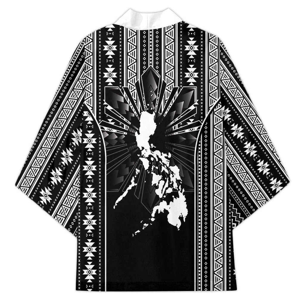 Mabuhay Philippines Festival Kimono Filipino Map Black White Igorot Pattern LT14 - Polynesian Pride