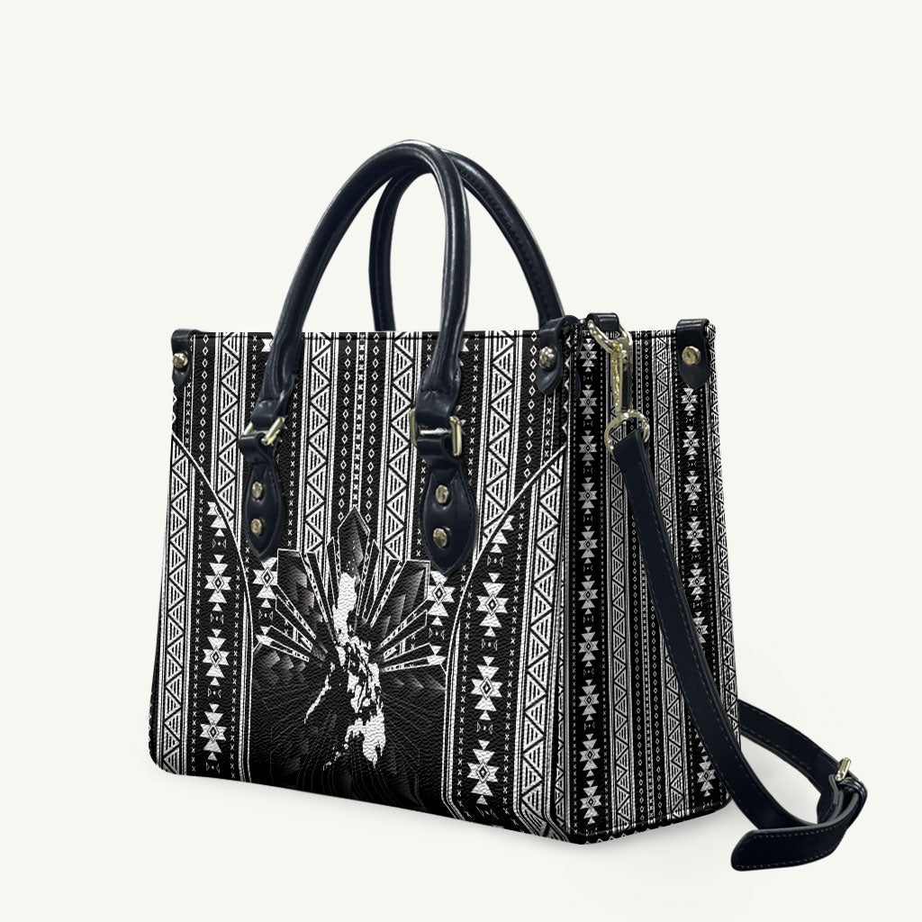 Mabuhay Philippines Festival Leather Bag Filipino Map Black White Igorot Pattern LT14 Black - Polynesian Pride