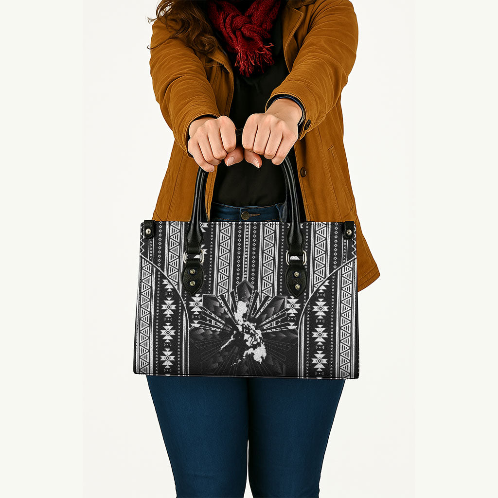 Mabuhay Philippines Festival Leather Bag Filipino Map Black White Igorot Pattern LT14 - Polynesian Pride