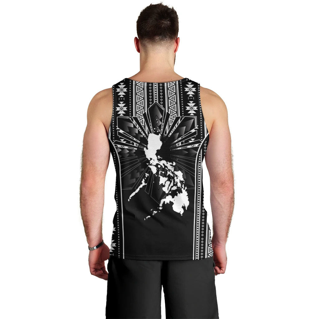 Mabuhay Philippines Festival Men Tank Top Filipino Map Black White Igorot Pattern LT14 - Polynesian Pride