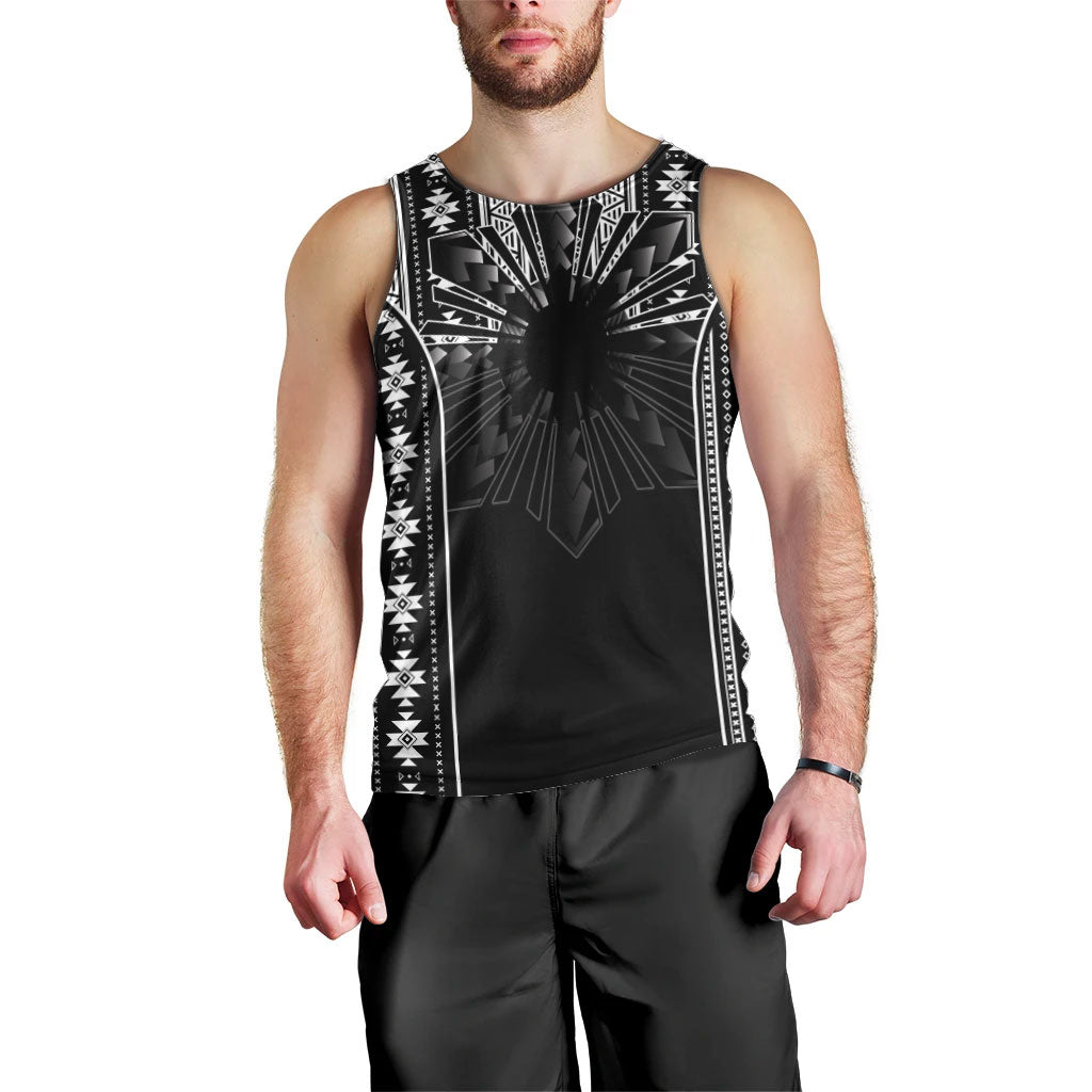 Mabuhay Philippines Festival Men Tank Top Filipino Map Black White Igorot Pattern LT14 - Polynesian Pride