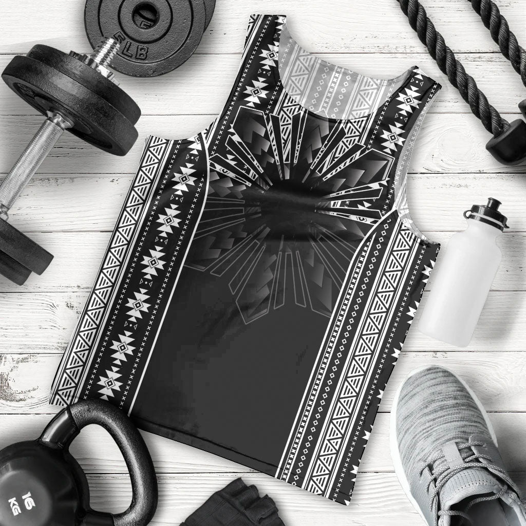 Mabuhay Philippines Festival Men Tank Top Filipino Map Black White Igorot Pattern LT14 - Polynesian Pride