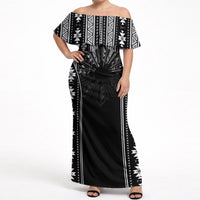 Mabuhay Philippines Festival Off Shoulder Maxi Dress Filipino Map Black White Igorot Pattern LT14 Women Black - Polynesian Pride