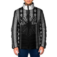Mabuhay Philippines Festival Padded Jacket Filipino Map Black White Igorot Pattern LT14 Men Black - Polynesian Pride