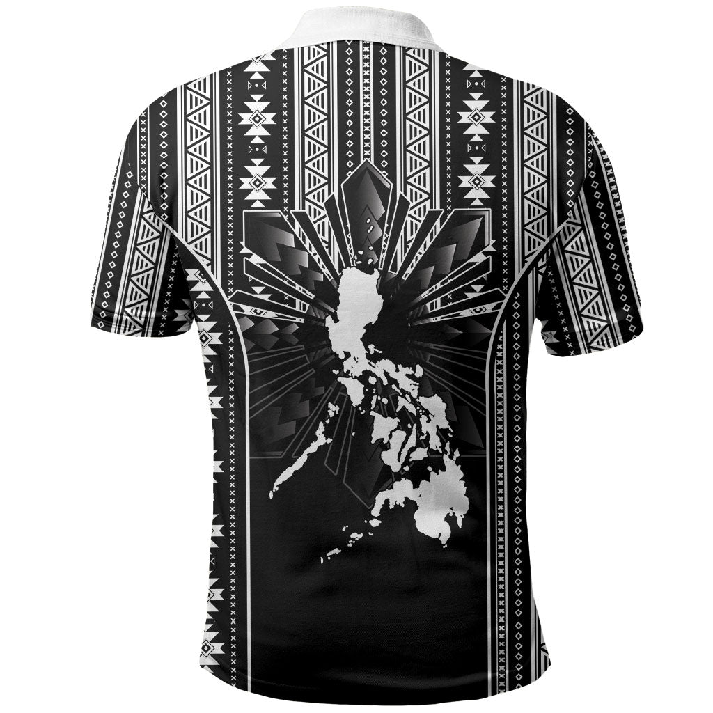 Mabuhay Philippines Festival Polo Shirt Filipino Map Black White Igorot Pattern LT14 - Polynesian Pride