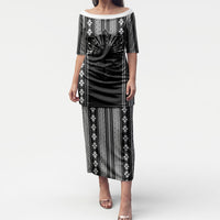 Mabuhay Philippines Festival Puletasi Filipino Map Black White Igorot Pattern LT14 Long Dress Black - Polynesian Pride