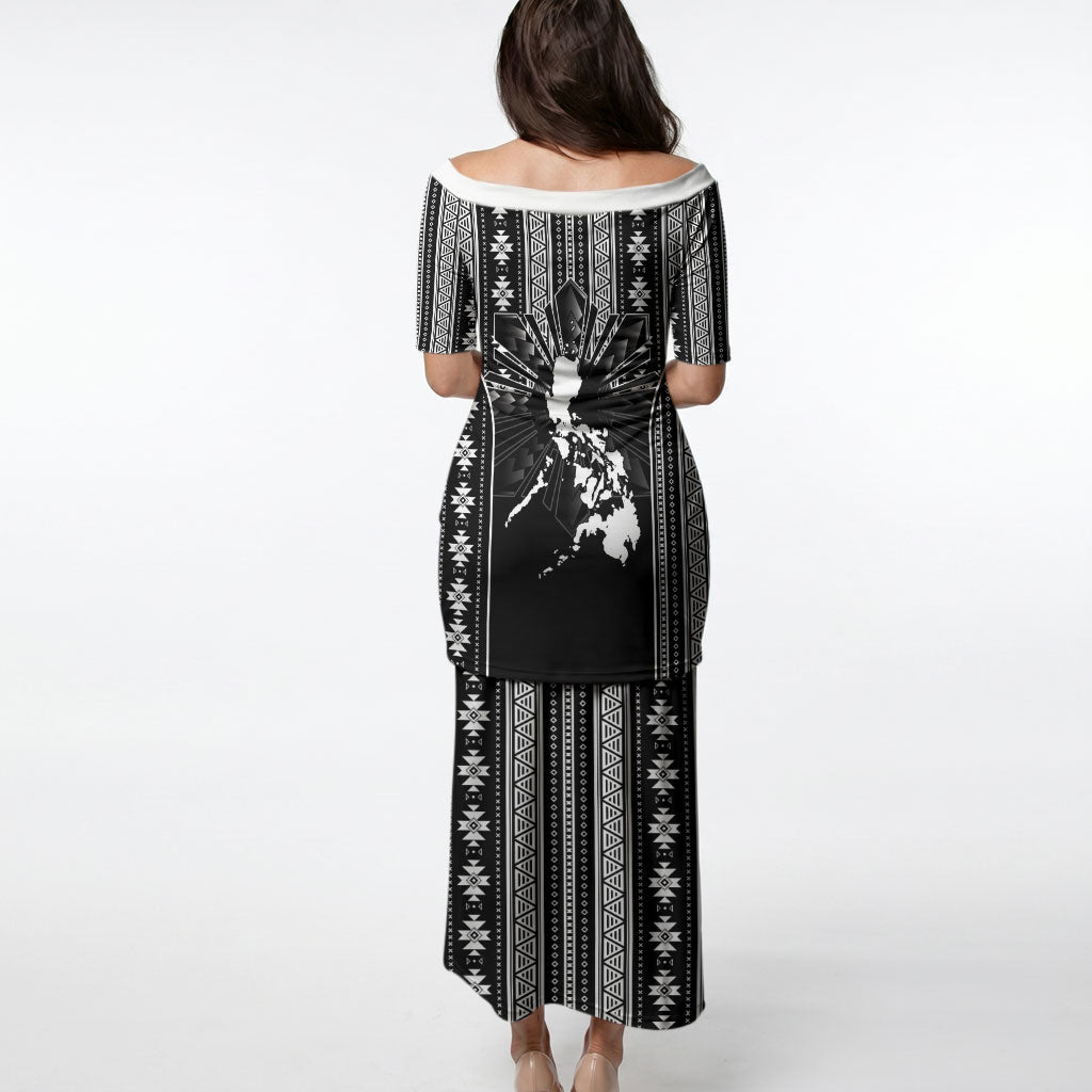Mabuhay Philippines Festival Puletasi Filipino Map Black White Igorot Pattern LT14 - Polynesian Pride