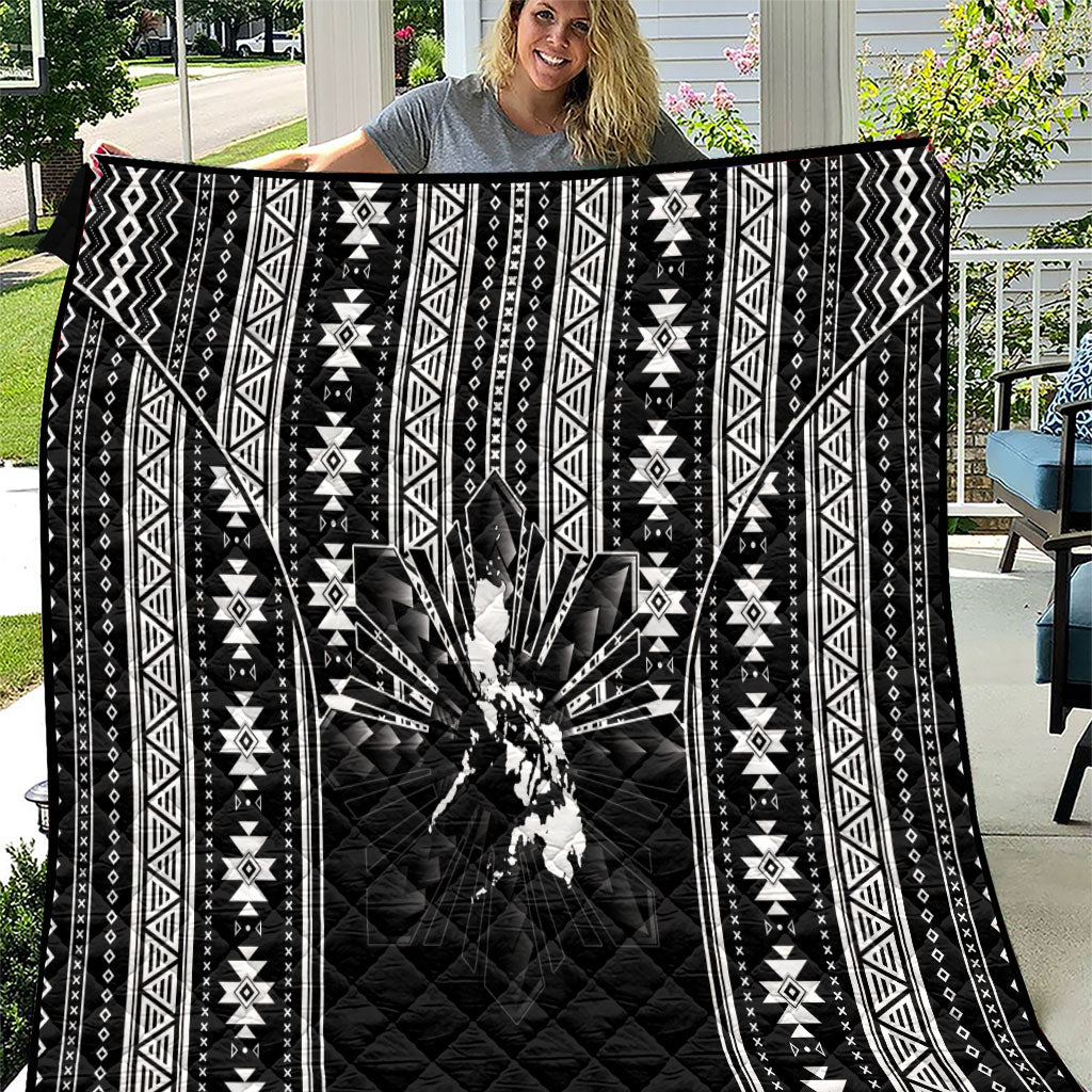 Mabuhay Philippines Festival Quilt Filipino Map Black White Igorot Pattern LT14 Black - Polynesian Pride