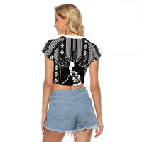 Mabuhay Philippines Festival Raglan Cropped T Shirt Filipino Map Black White Igorot Pattern LT14 - Polynesian Pride