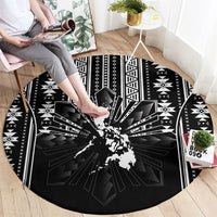 Mabuhay Philippines Festival Round Carpet Filipino Map Black White Igorot Pattern LT14 - Polynesian Pride