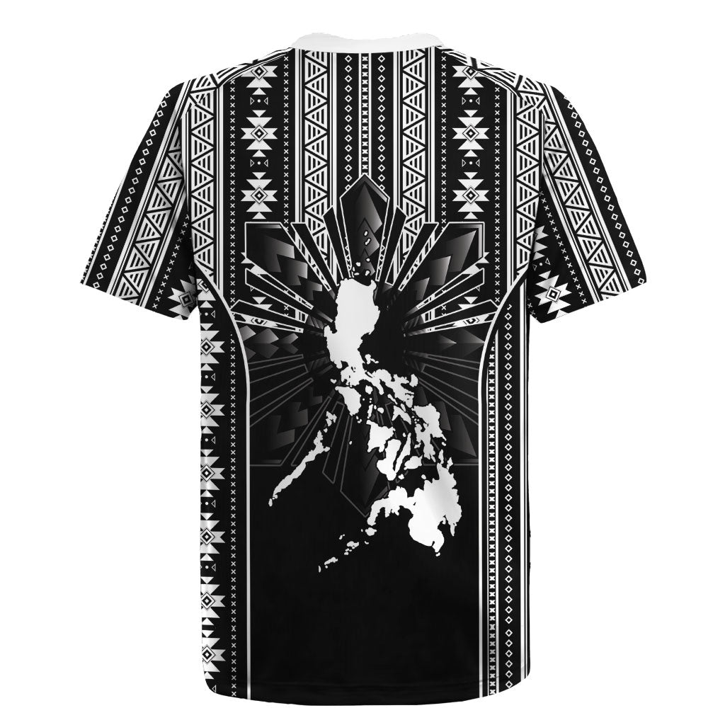 Mabuhay Philippines Festival Rugby Jersey Filipino Map Black White Igorot Pattern LT14 - Polynesian Pride