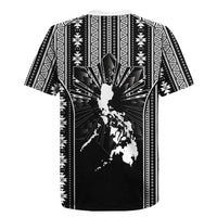Mabuhay Philippines Festival Rugby Jersey Filipino Map Black White Igorot Pattern LT14 - Polynesian Pride