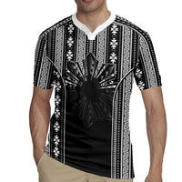 Mabuhay Philippines Festival Rugby Jersey Filipino Map Black White Igorot Pattern LT14 - Polynesian Pride