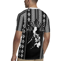 Mabuhay Philippines Festival Rugby Jersey Filipino Map Black White Igorot Pattern LT14 - Polynesian Pride