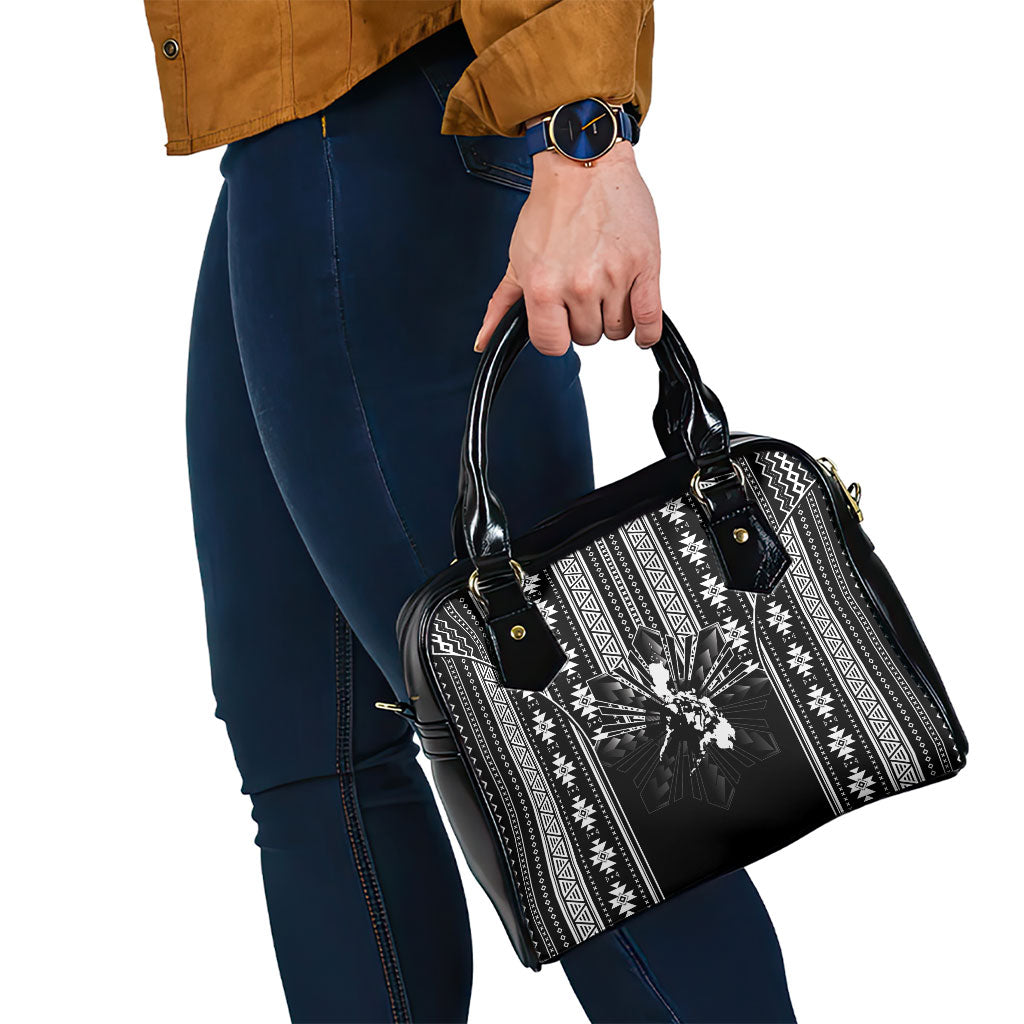 Mabuhay Philippines Festival Shoulder Handbag Filipino Map Black White Igorot Pattern LT14 - Polynesian Pride