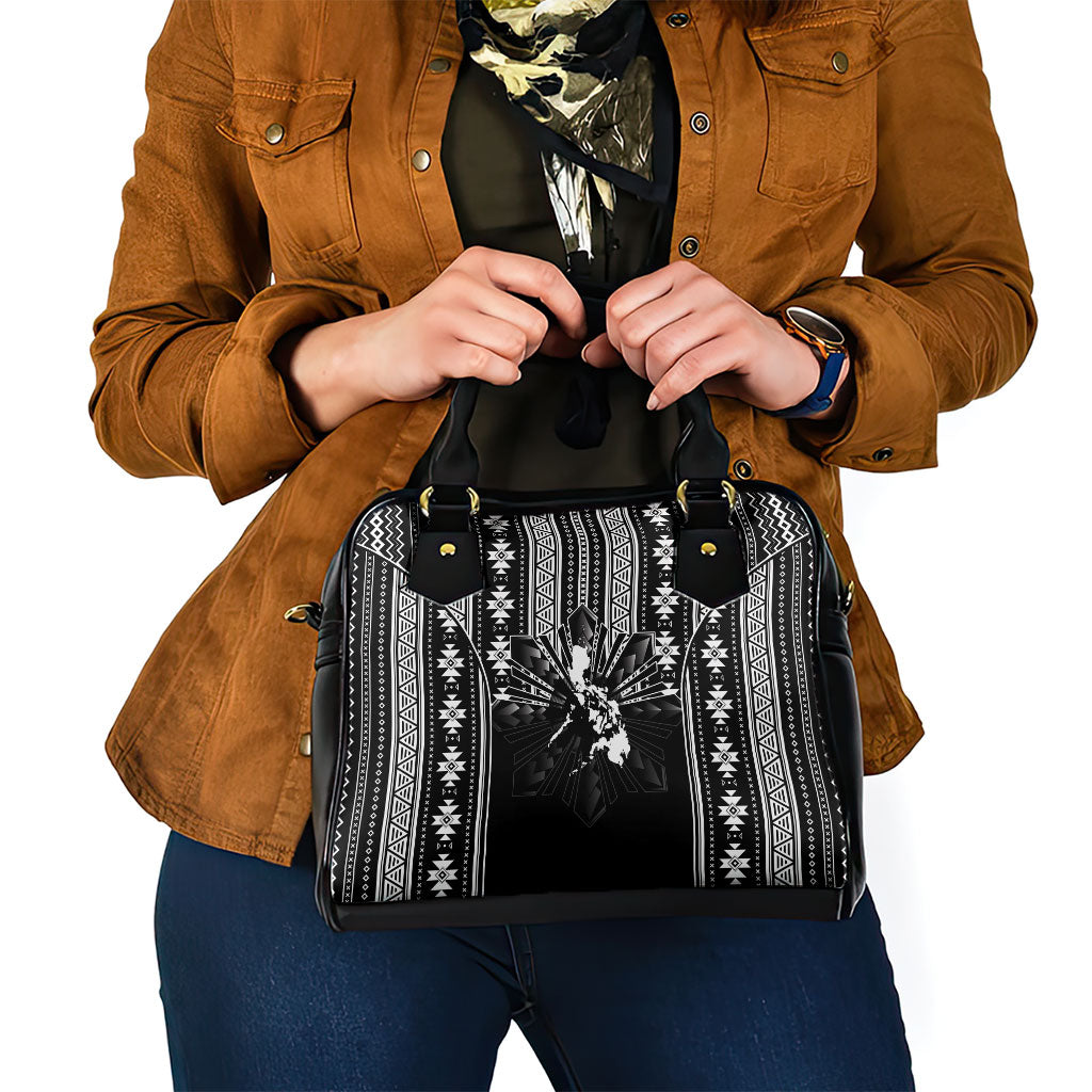 Mabuhay Philippines Festival Shoulder Handbag Filipino Map Black White Igorot Pattern LT14 - Polynesian Pride