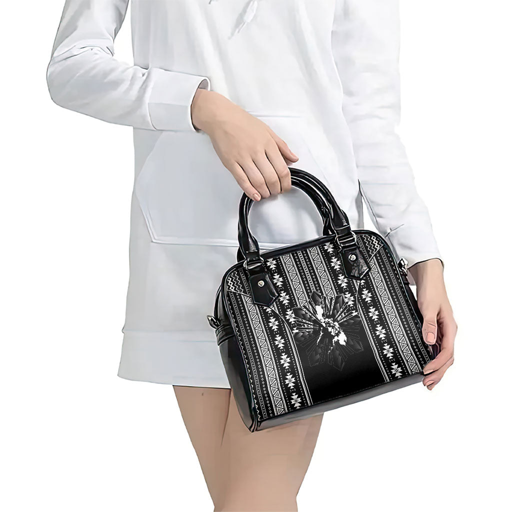 Mabuhay Philippines Festival Shoulder Handbag Filipino Map Black White Igorot Pattern LT14 - Polynesian Pride
