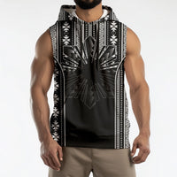 Mabuhay Philippines Festival Sleeveless Hoodie Filipino Map Black White Igorot Pattern LT14 - Polynesian Pride