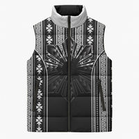 Mabuhay Philippines Festival Sleeveless Puffer Jacket Filipino Map Black White Igorot Pattern LT14 Unisex Black - Polynesian Pride