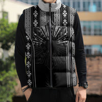 Mabuhay Philippines Festival Sleeveless Puffer Jacket Filipino Map Black White Igorot Pattern LT14 - Polynesian Pride