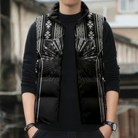 Mabuhay Philippines Festival Sleeveless Puffer Jacket Filipino Map Black White Igorot Pattern LT14 - Polynesian Pride