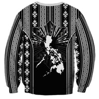 Mabuhay Philippines Festival Sweatshirt Filipino Map Black White Igorot Pattern LT14 - Polynesian Pride