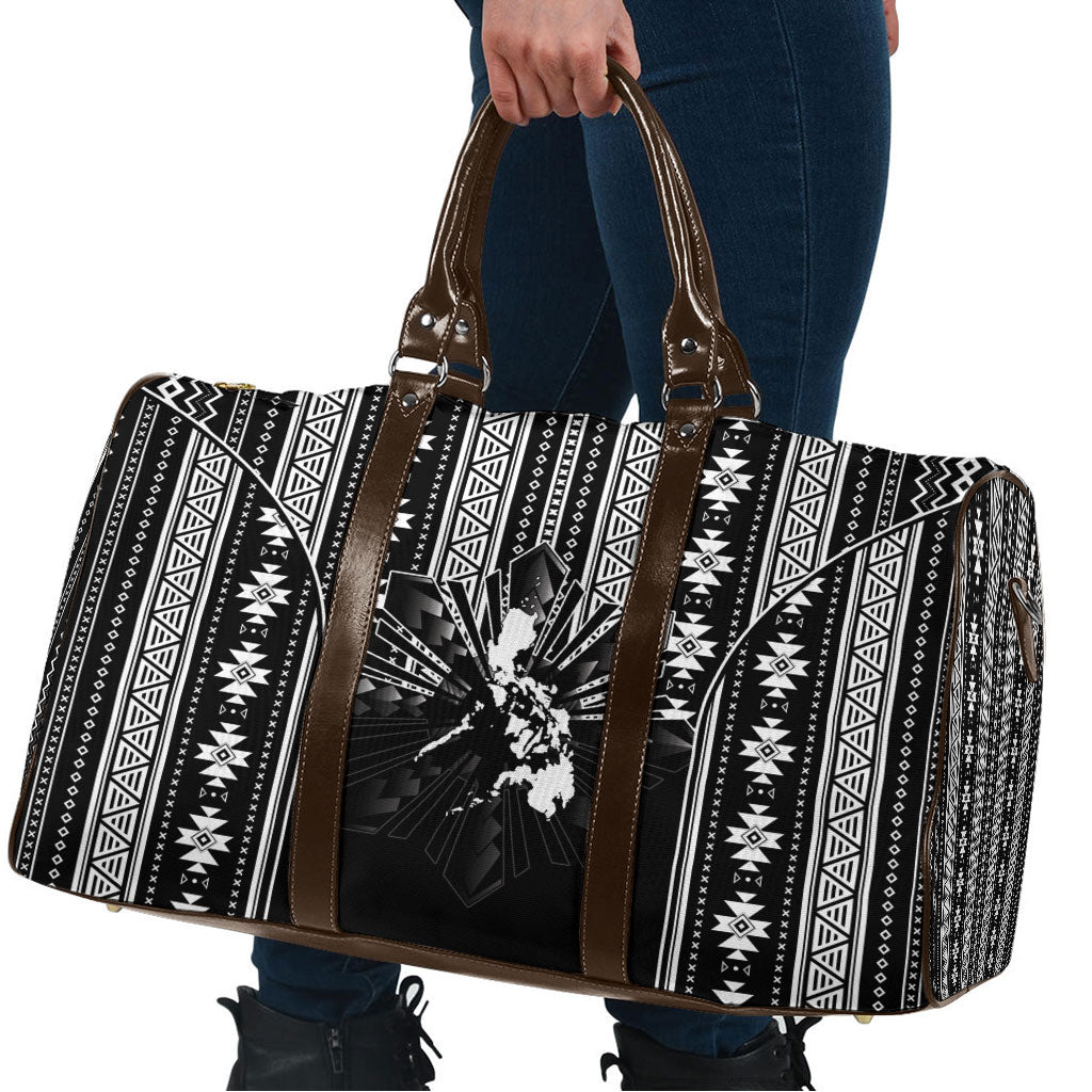 Mabuhay Philippines Festival Travel Bag Filipino Map Black White Igorot Pattern LT14 - Polynesian Pride