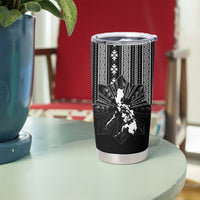 Mabuhay Philippines Festival Tumbler Cup Filipino Map Black White Igorot Pattern LT14 - Polynesian Pride