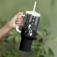 Mabuhay Philippines Festival Tumbler With Handle Filipino Map Black White Igorot Pattern LT14 - Polynesian Pride