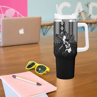 Mabuhay Philippines Festival Tumbler With Handle Filipino Map Black White Igorot Pattern LT14 - Polynesian Pride