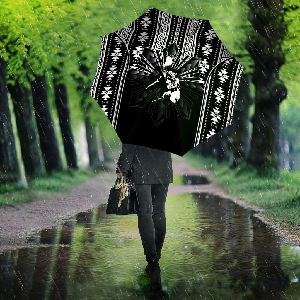 Mabuhay Philippines Festival Umbrella Filipino Map Black White Igorot Pattern LT14 - Polynesian Pride