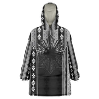 Mabuhay Philippines Festival Wearable Blanket Hoodie Filipino Map Black White Igorot Pattern LT14 One Size Black - Polynesian Pride