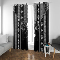 Mabuhay Philippines Festival Window Curtain Filipino Map Black White Igorot Pattern LT14 With Grommets Black - Polynesian Pride
