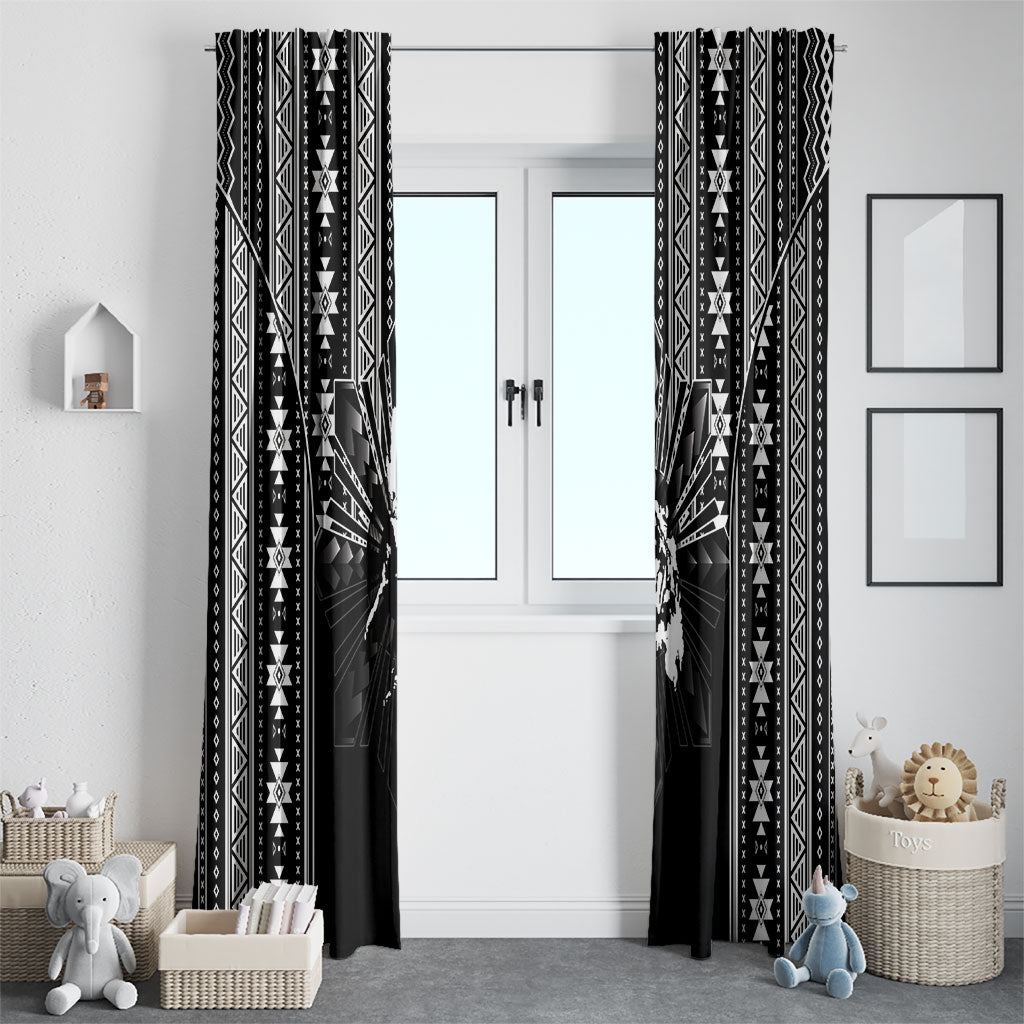 Mabuhay Philippines Festival Window Curtain Filipino Map Black White Igorot Pattern LT14 - Polynesian Pride