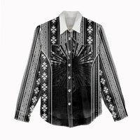 Mabuhay Philippines Festival Women Casual Shirt Filipino Map Black White Igorot Pattern LT14 - Polynesian Pride