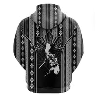 Mabuhay Philippines Festival Zip Hoodie Filipino Map Black White Igorot Pattern LT14 - Polynesian Pride