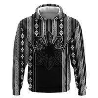 Mabuhay Philippines Festival Zip Hoodie Filipino Map Black White Igorot Pattern LT14 Pullover Hoodie Black - Polynesian Pride
