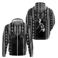 Mabuhay Philippines Festival Zip Hoodie Filipino Map Black White Igorot Pattern LT14 - Polynesian Pride