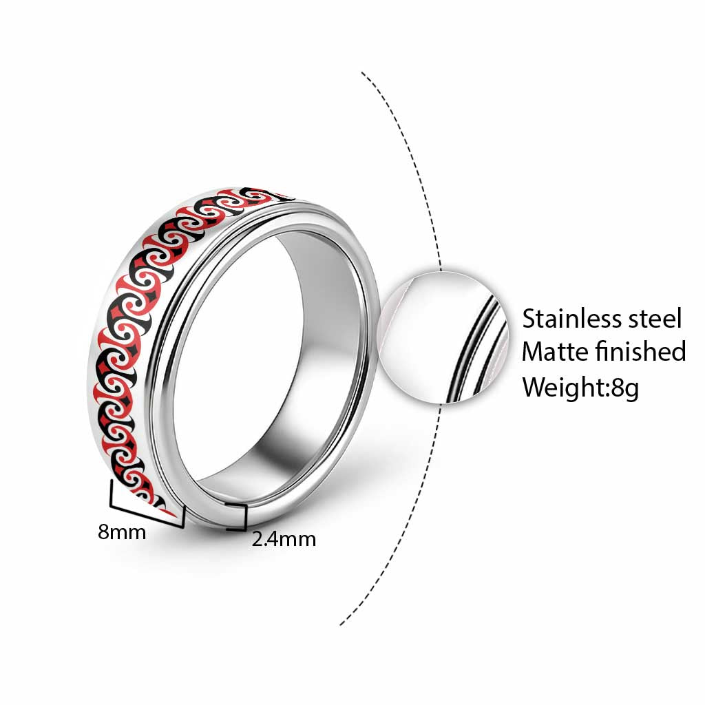 New Zealand Ngutu Kaka Kowhaiwhai Motif Classic Ring LT14 - Polynesian Pride