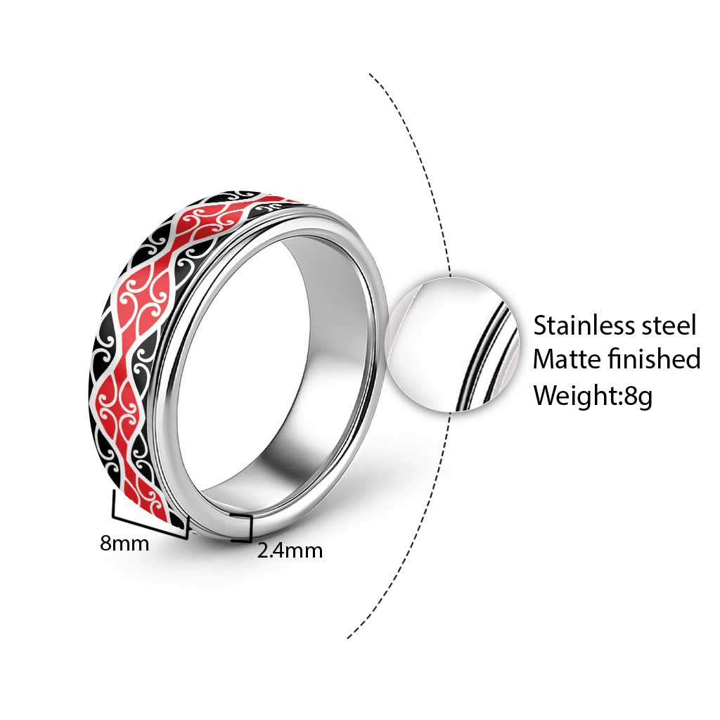 New Zealand Patiki Kowhaiwhai Motif Classic Ring - Polynesian Pride