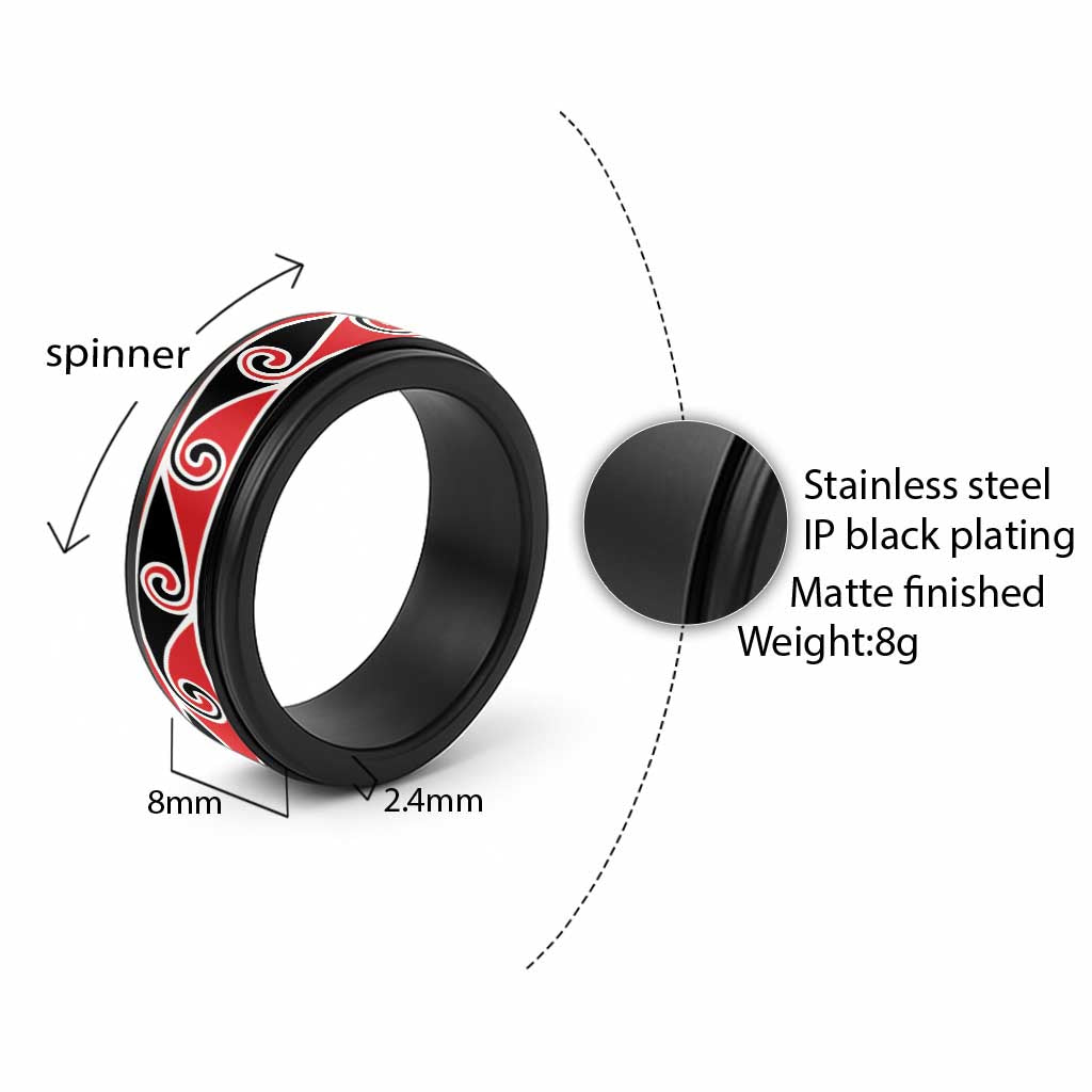 New Zealand Koru Kowhaiwhai Motif Spinner Ring - Polynesian Pride