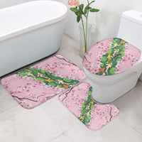 Koi Fish Sakura Japan Bathroom Set Eternal Flow Cherry Blossom Seigaiha Pattern
