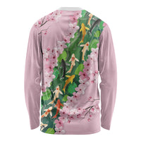 Koi Fish Sakura Japan Long Sleeve Shirt Eternal Flow Cherry Blossom Seigaiha Pattern LT14 - Polynesian Pride