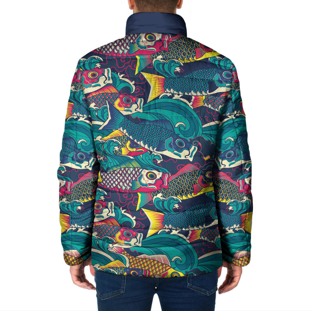 Japan Koinobori Padded Jacket Japanese Koi Flag Waves Pattern