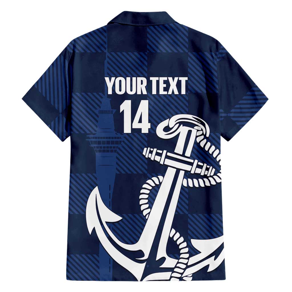 New Zealand Auckland Football Custom Hawaiian Shirt Navy Blue City Anchor Sky Tower Symbol - Polynesian Pride