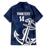 New Zealand Auckland Football Custom Hawaiian Shirt Navy Blue City Anchor Sky Tower Symbol - Polynesian Pride