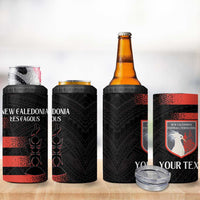 Custom New Caledonia Football 4 in 1 Can Cooler Tumbler Allez Les Cagous Polynesian Pattern