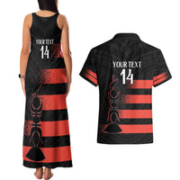 Custom New Caledonia Football Couples Matching Tank Maxi Dress and Hawaiian Shirt Allez Les Cagous Polynesian Pattern