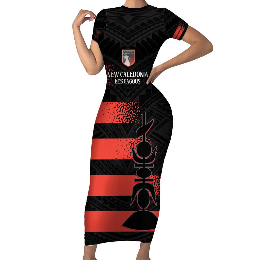 Custom New Caledonia Football Family Matching Short Sleeve Bodycon Dress and Hawaiian Shirt Allez Les Cagous Polynesian Pattern
