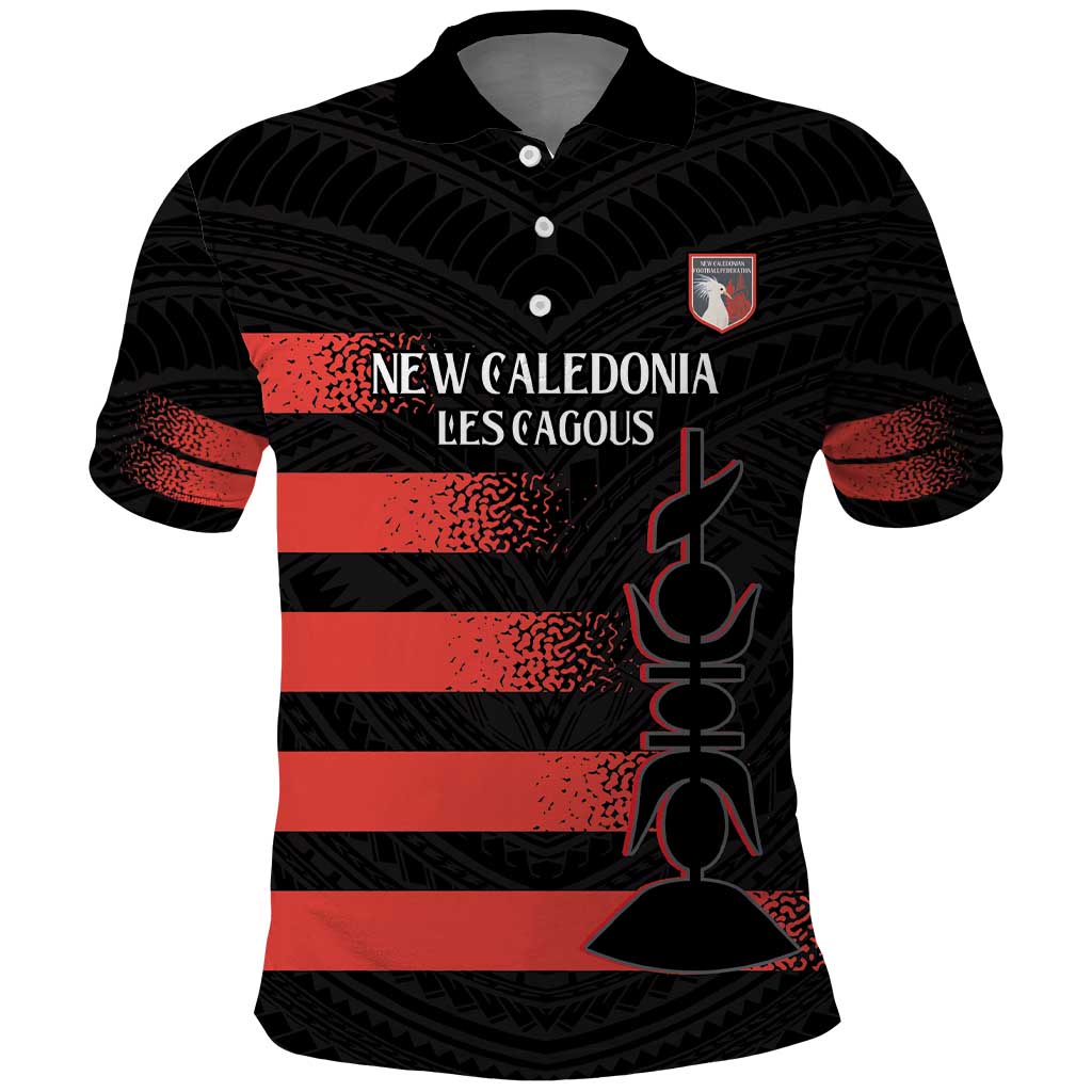 Custom New Caledonia Football Polo Shirt Allez Les Cagous Polynesian Pattern LT14 Black - Polynesian Pride